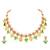 Gold plated faux ruby studded coin tassel necklace drop earring traditional jewellery set