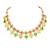 Gold plated faux ruby studded coin tassel necklace drop earring traditional jewellery set