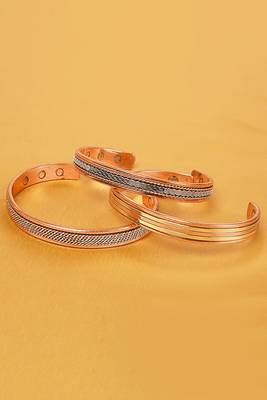 Copper cuff bracelets tibetan style hand forged with solid and high gauge kada set of 3 1