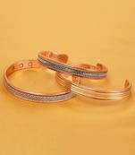 Copper cuff bracelets tibetan style hand forged with solid and high gauge kada set of 3