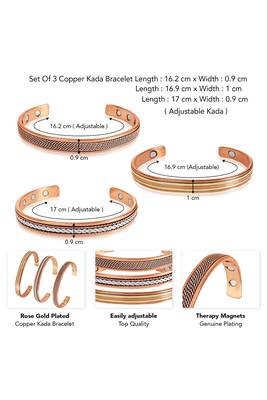 Copper cuff bracelets tibetan style hand forged with solid and high gauge kada set of 3 3