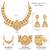 Gold plated faux kundan & beads studded necklace & jhumki earrings set ethnic jewellery