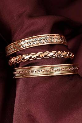 Copper cuff bracelets tibetan style hand forged with solid and high gauge kada set of 3 1