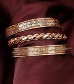 Copper cuff bracelets tibetan style hand forged with solid and high gauge kada set of 3