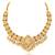 Gold plated faux kundan & beads studded necklace & jhumki earrings set ethnic jewellery