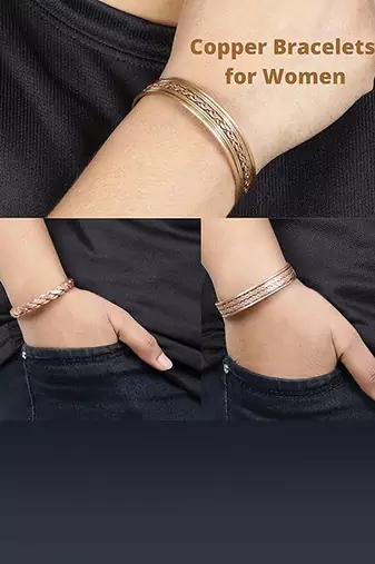 Copper cuff bracelets tibetan style hand forged with solid and high gauge kada set of 3
