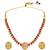 Gold plated rani pink green faux ruby faux emerald studded necklace round stud earrings set