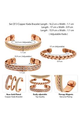 Copper cuff bracelets tibetan style hand forged with solid and high gauge kada set of 3 3