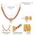Gold plated rani pink green faux ruby faux emerald studded necklace round stud earrings set