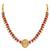 Gold plated rani pink green faux ruby faux emerald studded necklace round stud earrings set