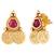 Gold plated rani pink green faux ruby faux emerald studded necklace & earrings set