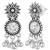 Ethnic oxidised necklace earrings set for women & girls | silver plated | crystals studded
