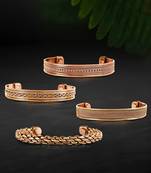 Copper cuff bracelets tibetan style hand forged with solid and high gauge kada set of 4
