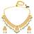 Green beads studded gold plated coin tassel necklace earrings ethnic jewellery set for women