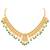 Green beads studded gold plated coin tassel necklace earrings ethnic jewellery set for women