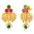 Gold plated faux ruby faux emerald studded long necklace earrings set jewellery for women