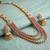 Rani pink layered long necklace earrings for women | faux ruby studded | festive jewellery