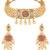 Gold plated faux ruby studded traditional ethnic necklace earrings set jewellery for women