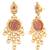 Gold plated faux ruby studded traditional ethnic necklace earrings set jewellery for women