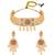 Gold plated faux ruby studded traditional ethnic necklace earrings set jewellery for women