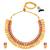 Gold plated faux ruby faux emerald studded coin tessel necklace earrings set jewellery