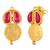 Gold plated faux ruby faux emerald studded coin tessel necklace earrings set jewellery