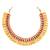 Gold plated faux ruby faux emerald studded coin tessel necklace earrings set jewellery