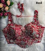 Red partywear antique cording work corset style blouse for women