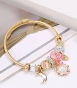 Synthetic stone studded gold plated bracelet fashion adjustable jewellery for girls & women
