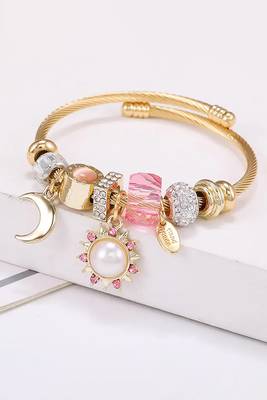 Synthetic stone studded gold plated bracelet fashion adjustable jewellery for girls & women 2