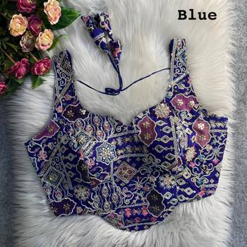 Blue partywear antique cording work corset style blouse for women 1
