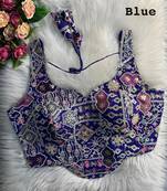 Blue partywear antique cording work corset style blouse for women