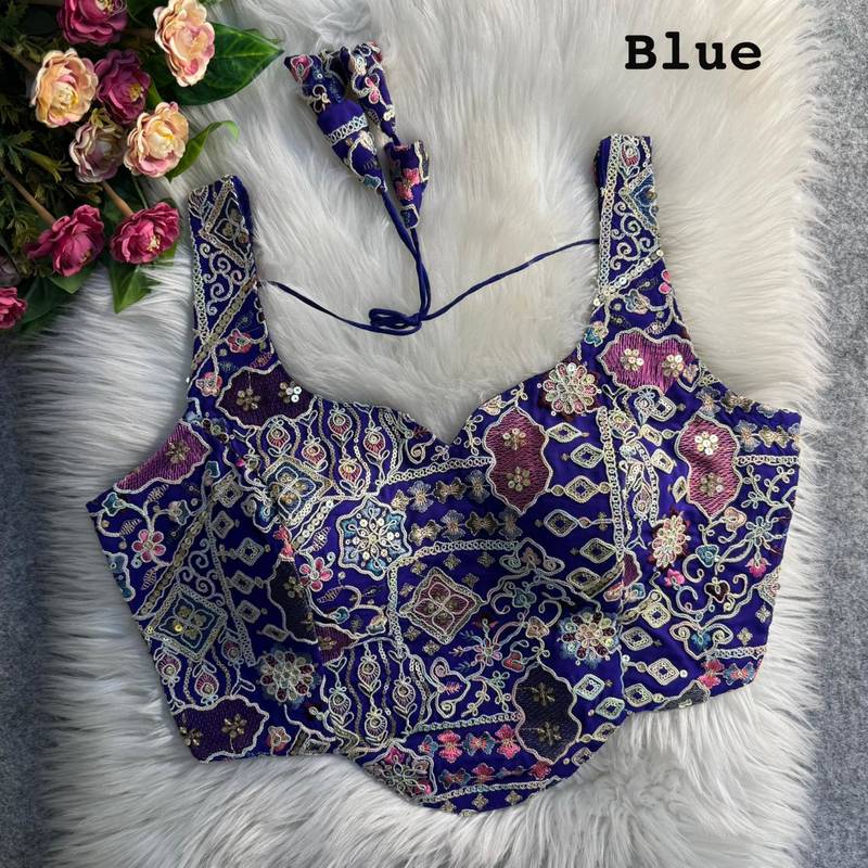 Blue partywear antique cording work corset style blouse for women