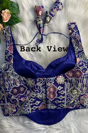 Blue partywear antique cording work corset style blouse for women