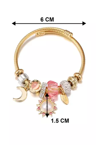 Synthetic stone studded gold plated bracelet fashion adjustable jewellery for girls & women