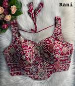 Rani pink partywear antique cording work corset style blouse for women