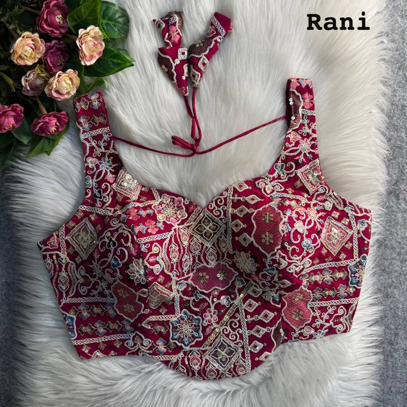Rani pink partywear antique cording work corset style blouse for women