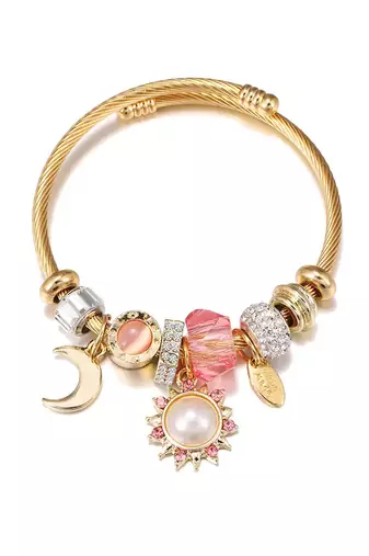 Synthetic stone studded gold plated bracelet fashion adjustable jewellery for girls & women