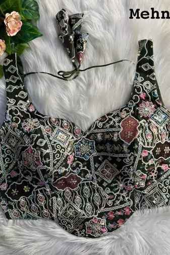 Mehendi partywear antique cording work corset style blouse for women