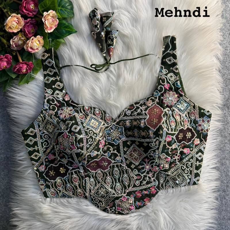 Mehendi partywear antique cording work corset style blouse for women