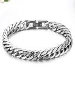 Silver plated stainless steel openable stylish link chain bracelet jewellery for men & boys