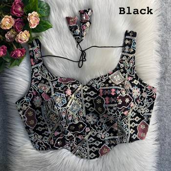 Black partywear antique cording work corset style blouse for women 2