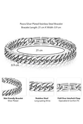 Silver plated stainless steel openable stylish link chain bracelet jewellery for men & boys 3