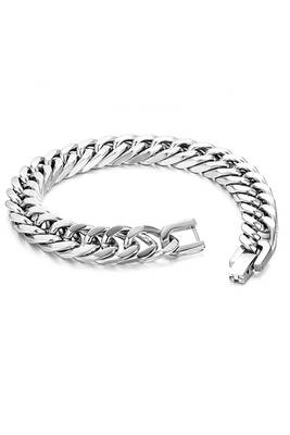 Silver plated stainless steel openable stylish link chain bracelet jewellery for men & boys 5