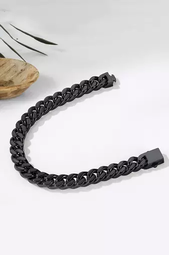 Stainless steel metal black bracelet stylish openable fancy design jewellery gift for men boys