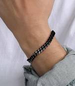 Stainless steel metal black bracelet stylish openable fancy design jewellery gift for men boys