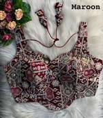 Maroon partywear antique cording work corset style blouse for women