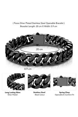 Stainless steel metal black bracelet stylish openable fancy design jewellery gift for men boys 3