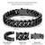 Stainless steel metal black bracelet stylish openable fancy design jewellery gift for men boys