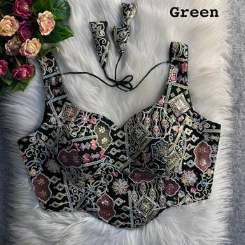 Green partywear antique cording work corset style blouse for women 1